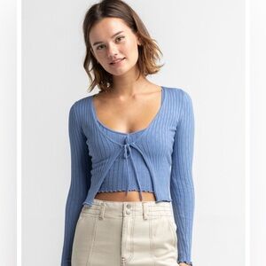 NWT SKY AND SPARROW Tie Front Womens Tan Pointelle Cardigan and Cami